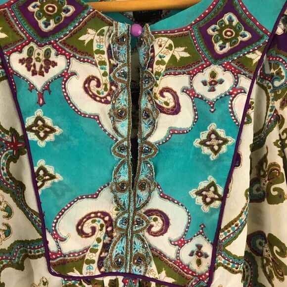 Nicole By Nicole Miller printed short sleeve blouse size 8 - Picture 2 of 6